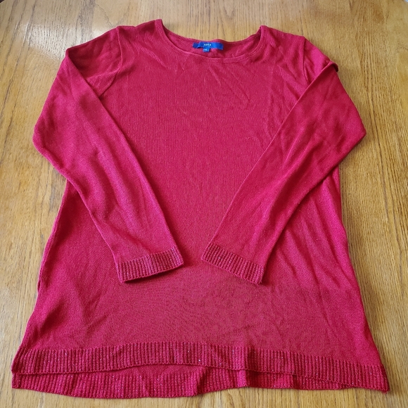 APT 9 Long Tunic Red Sweater with Metallic Threading Large - Picture 14 of 16